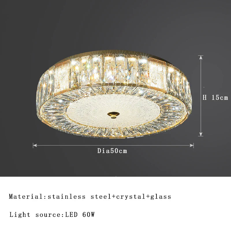 DecorBites™ Crystal Glass Ceiling Light for Bedroom & Living Room, Low Ceiling Chandelier
