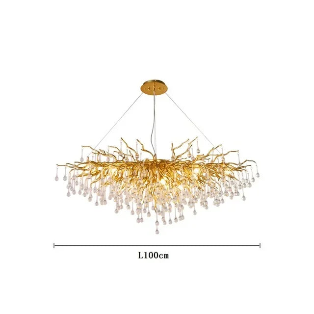 ثريا DecorBites™ الذهبية ذات الفروع الكريستالية لديكور غرف الطعام والمعيشة والنوم
