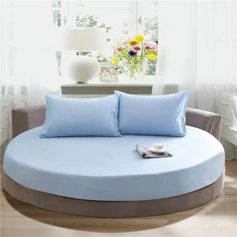 DecorBites™ Cotton Round Bed Sheet Set with Elastic Band, Soft & Skin-Friendly Fitted Sheets