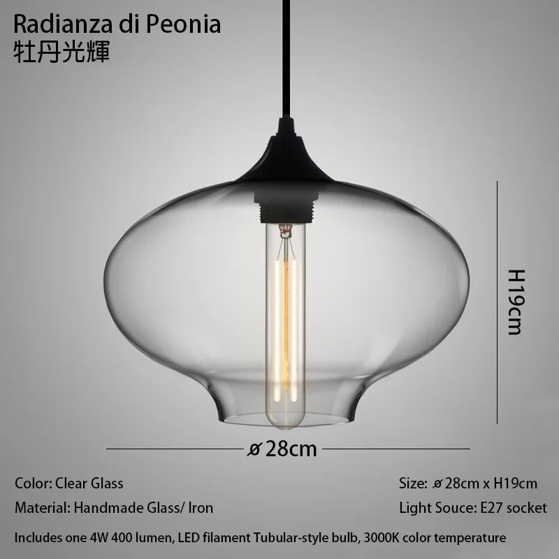 Handmade Glass Nordic Pendant Light With Chrome Finish