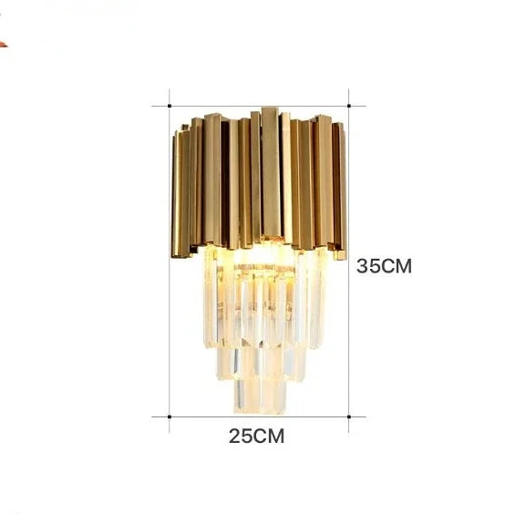DecorBites™ مصباح حائط زجاجي كريستالي ذهبي لديكور غرف النوم الفاخرة