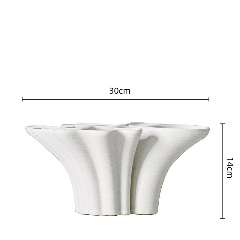 DecorBites™ Geometric Ceramic Fold Pattern Flower Vase Decorative Home Ornament