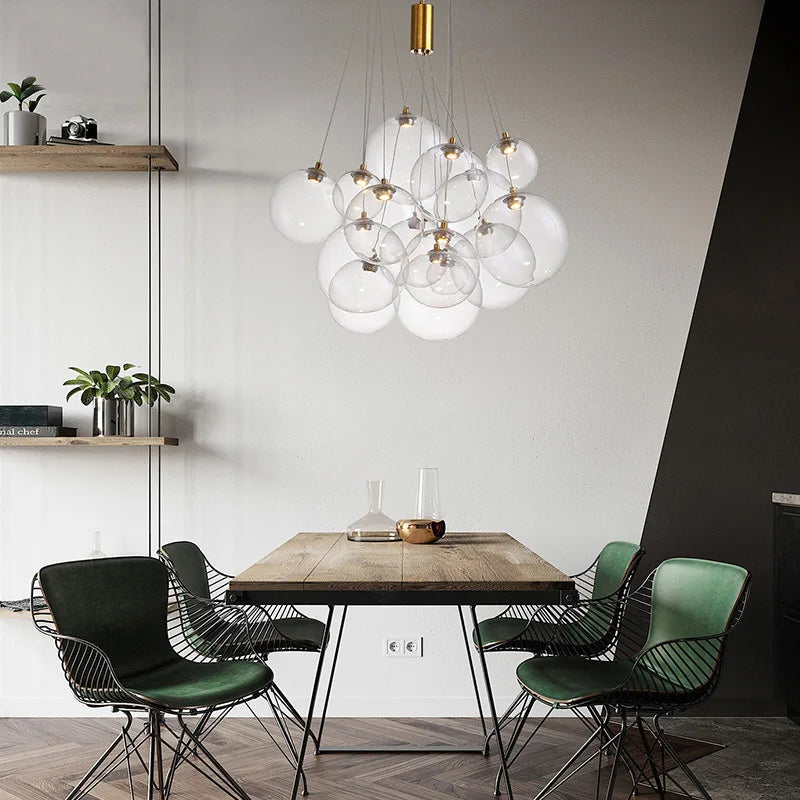 DecorBites™ Glass Ball LED Pendant Chandelier for Modern Spaces