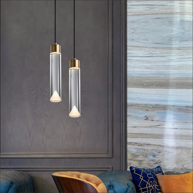 DecorBites™ Clear Crystal Copper Pendant Light for Dining, Kitchen, Bedroom - Adjustable G4 Bulb