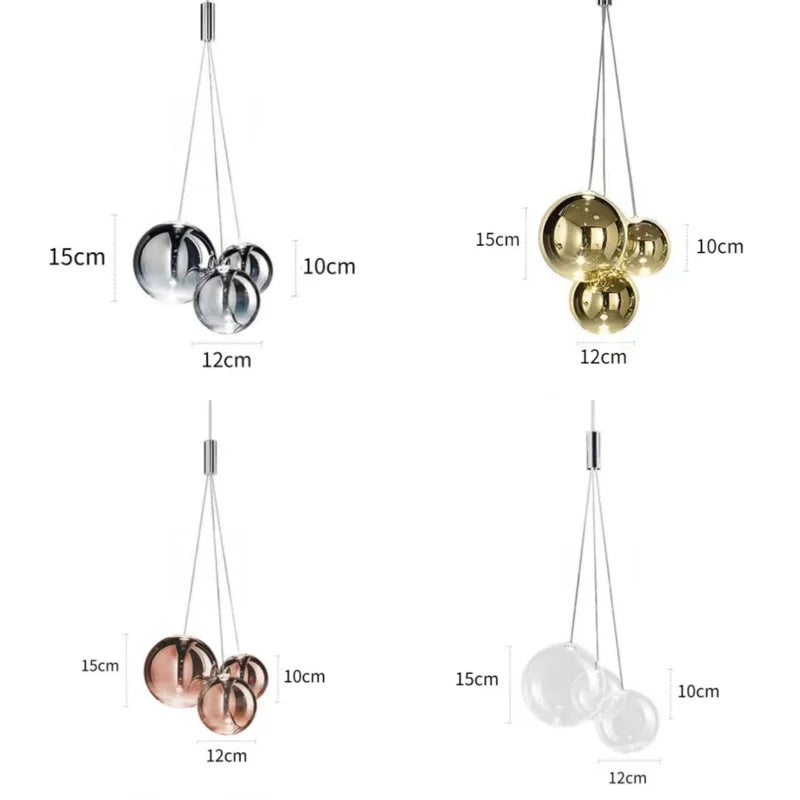 DecorBites™ Glass Ball Pendant Lamp: Modern Kitchen Dining Room Hanging Light.