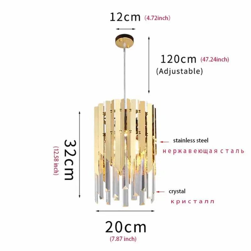 ثريا كريستال LED ذهبية K9 من ديكور بايتس™ لغرفة المعيشة والمطبخ وغرفة الطعام وغرفة النوم