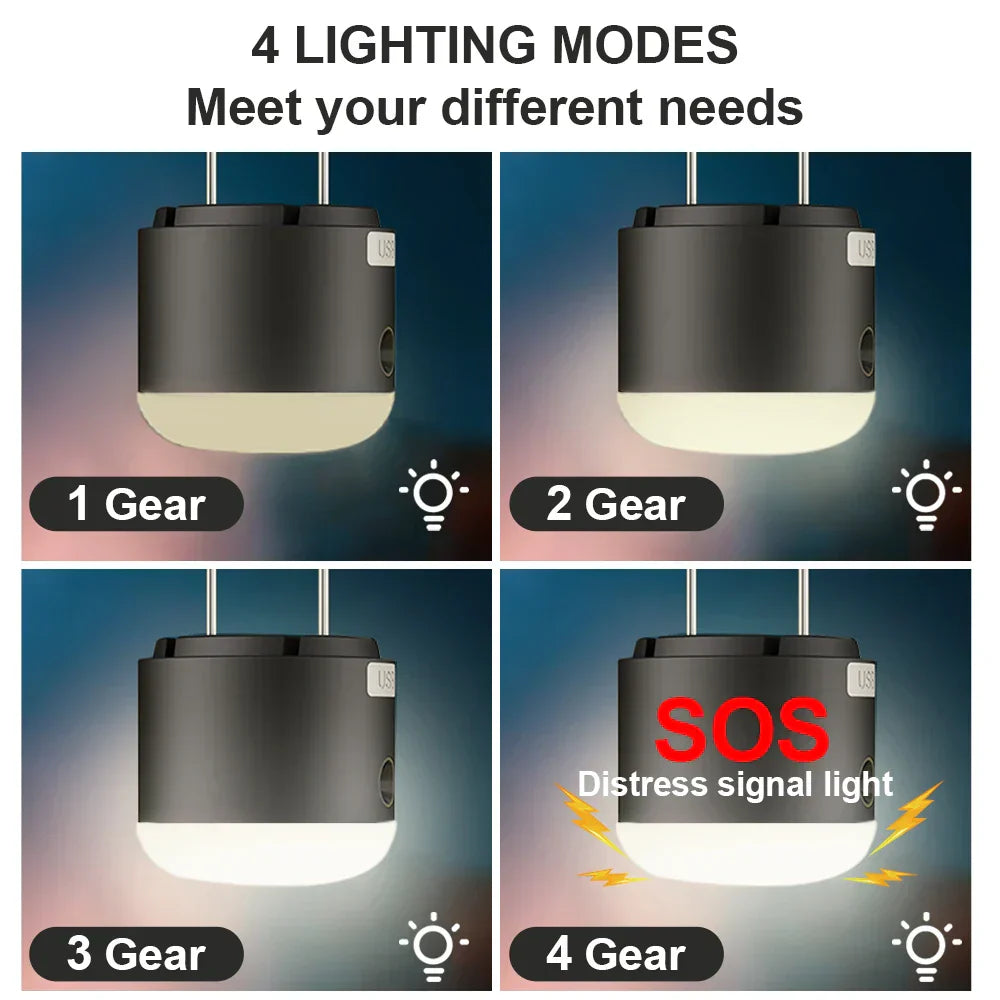 DecorBites™ 4-in-1 Rechargeable LED Camping Lantern with Fan & Spray