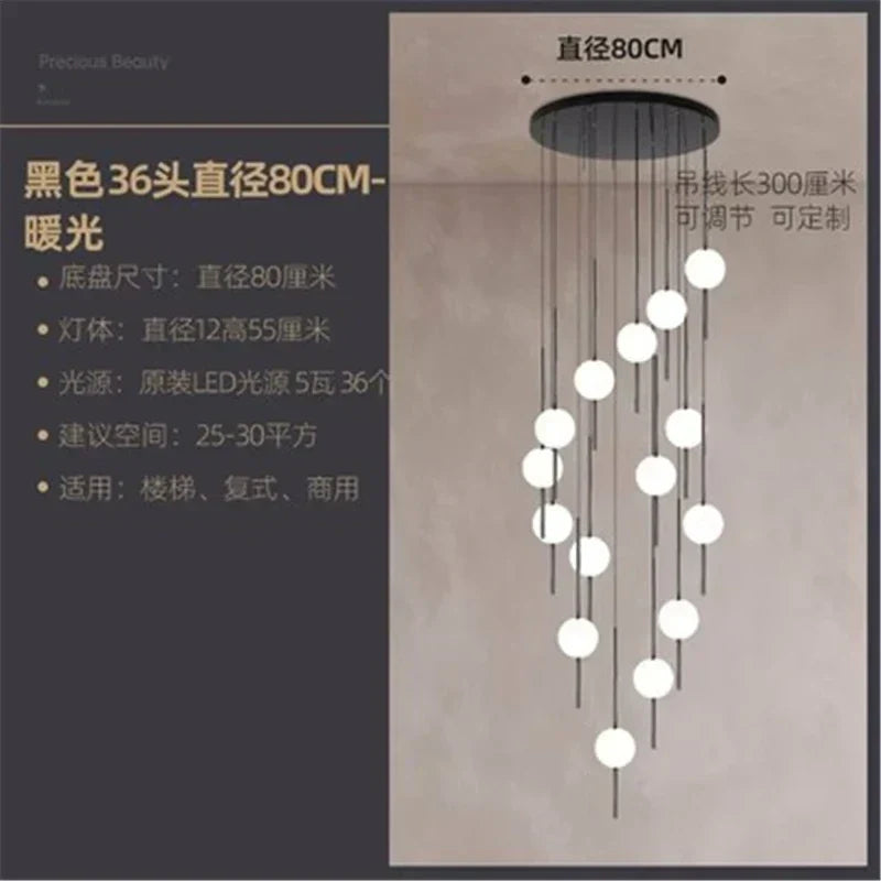 DecorBites™ Glass Ball LED Ceiling Chandelier for Home Decor and Lighting