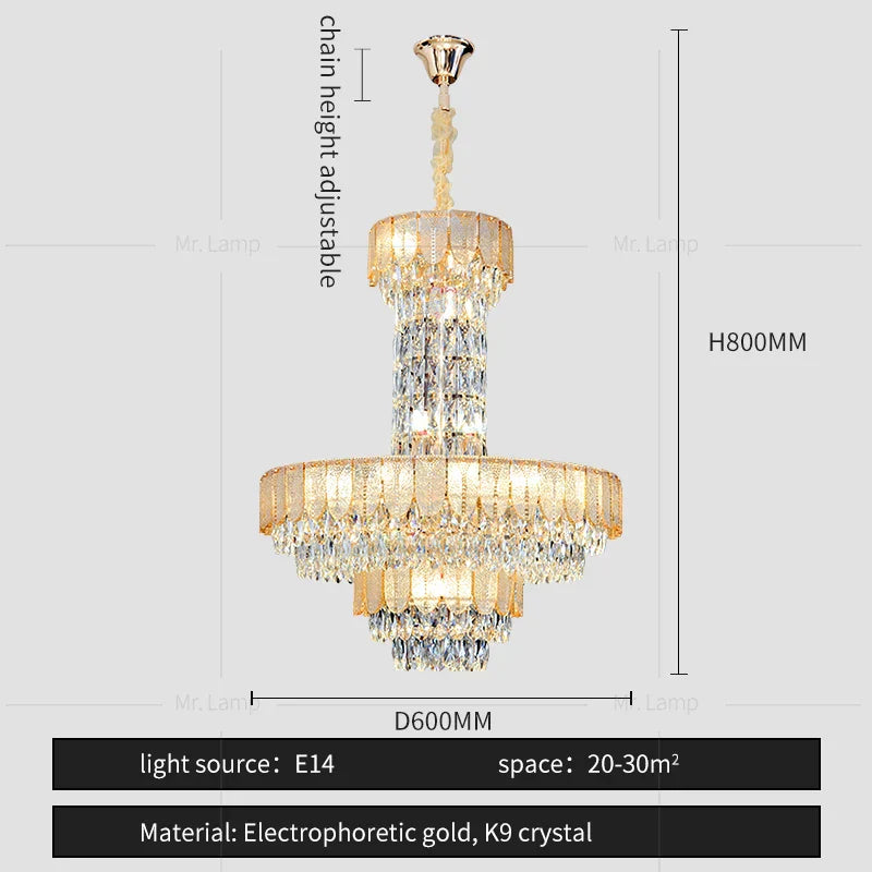 DecorBites™ Crystal Chandelier: Postmodern Multi-layer Luxury for Living Room, Hotel Lobby, and Villa