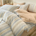 DecorBites™ Grid Printed Cotton Fitted Sheet Set - Double-Sided Mix Color Quilt Cover