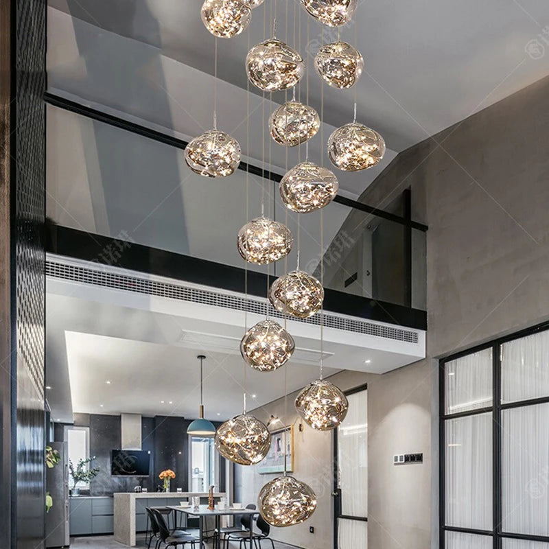 Modern Glass Staircase Pendant Chandelier