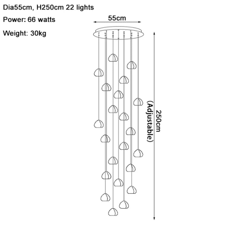 DecorBites™ Crystal Water Droplet Chandelier: Modern LED Staircase Pendant Light - Luxury Ball Hanging Lamp
