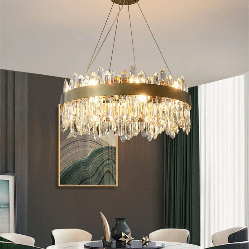 DecorBites™ Crystal Circle Ceiling Chandelier with LED Lighting for Designer Dining Room