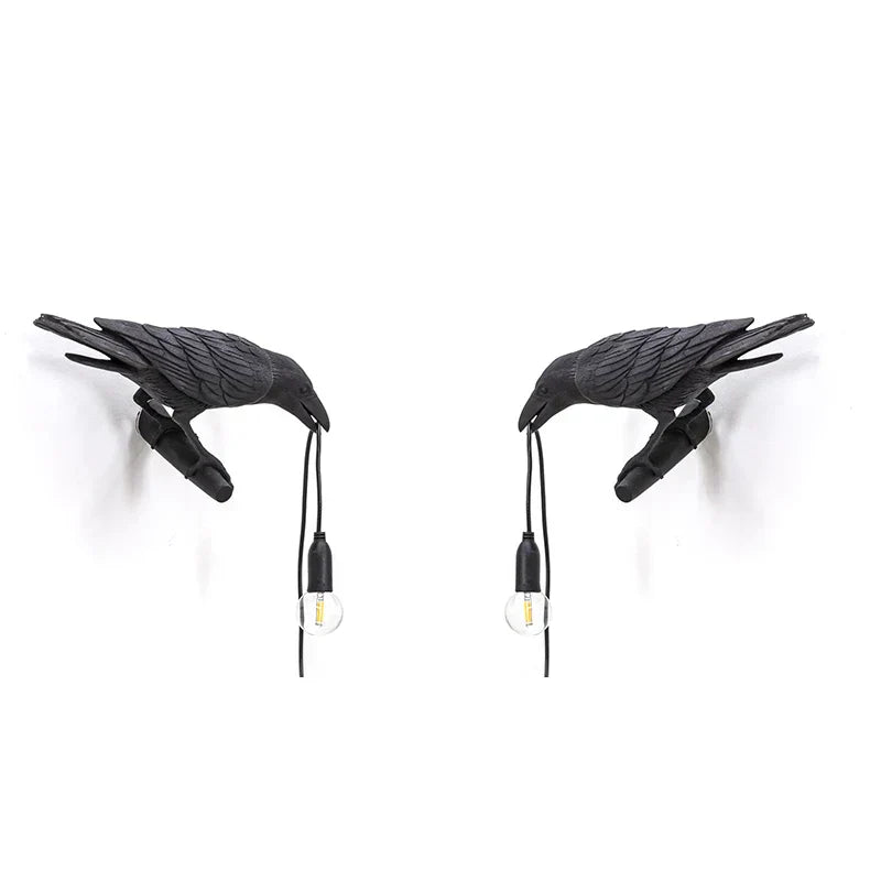 DecorBites™ Designer Bird Wall Lamp Modern Resin White Black LED Light Bedroom Living Room