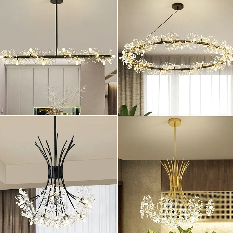 DecorBites™ Crystal Bionic Petals Chandelier for Living Dining Bedroom Hall Hotel Decor