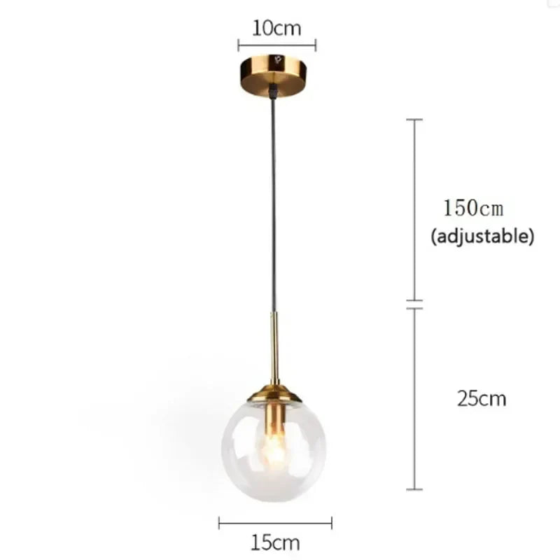 مصباح قلادة LED كروي زجاجي DecorBites™ ثريا عصرية لديكور غرفة المعيشة