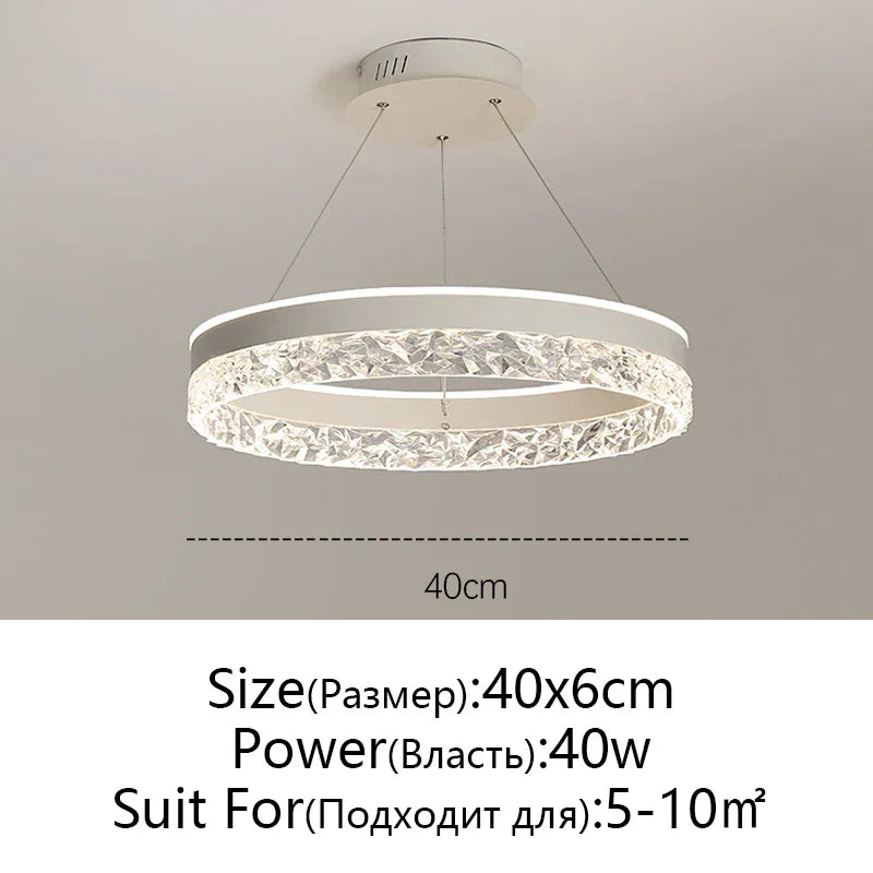 DecorBites™ Crystal Rings LED Chandelier Black&White Frame