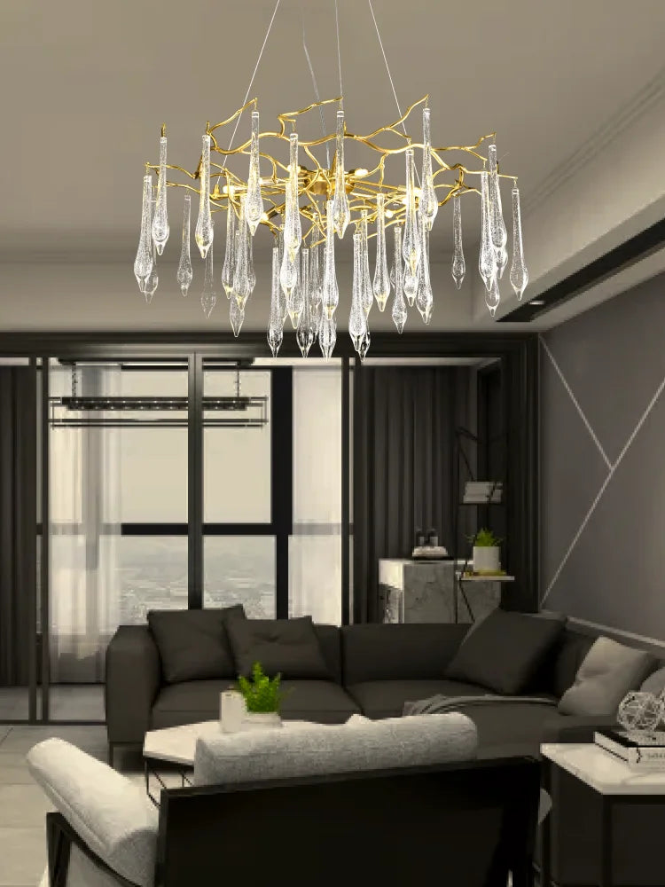 DecorBites™ ثريا كريستال قطرة كبيرة: مصباح متدلي عصري لغرف النوم والمطاعم