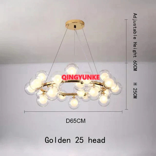 DecorBites™ Glass Ball Chandelier for Living Room - Modern Nordic Kitchen Island Ceiling Light