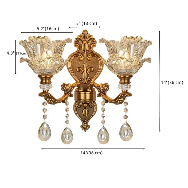 DecorBites™ Crystal Glass Dual Head Wall Lamp - European Retro Style