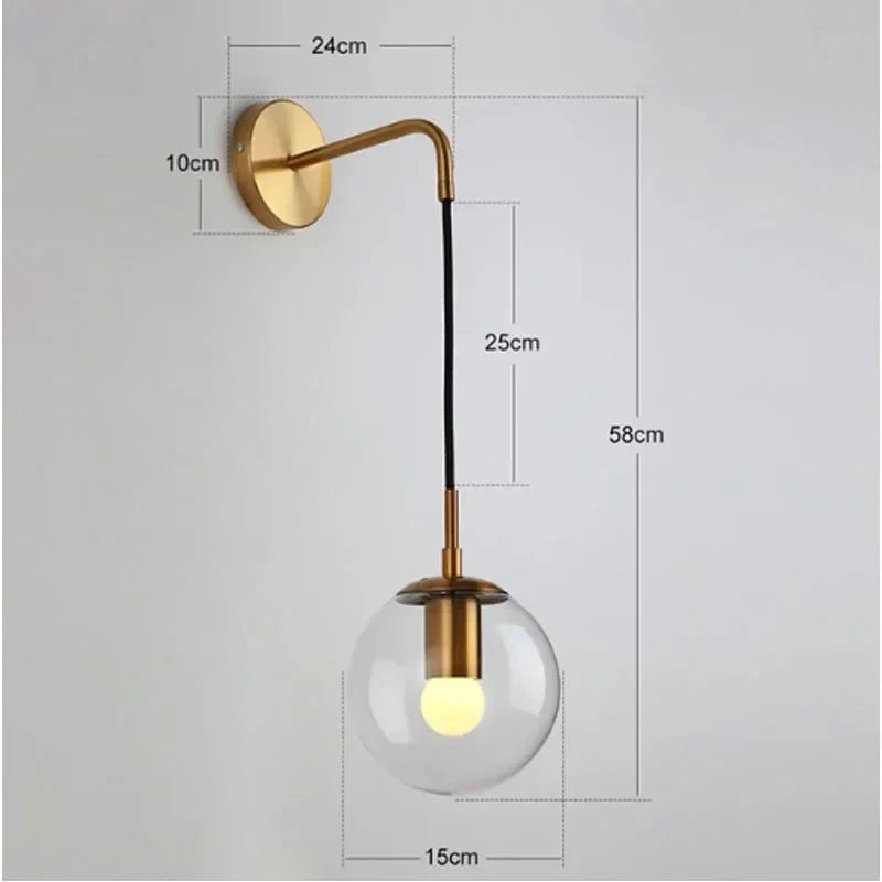 مصباح قلادة LED كروي زجاجي DecorBites™ ثريا عصرية لديكور غرفة المعيشة