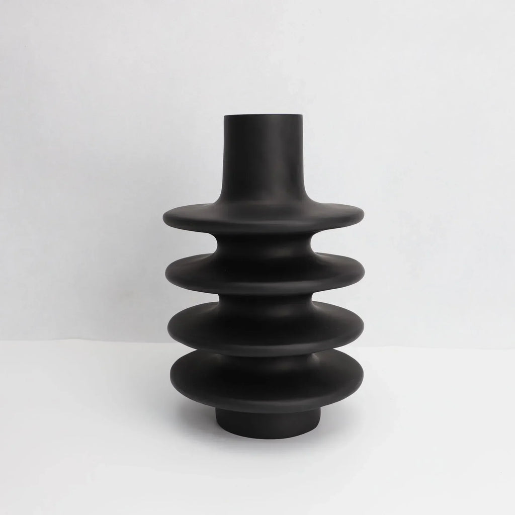 DecorBites™ Geometric Circle Spiral Black Resin Vase - Home Decor Flower Pot