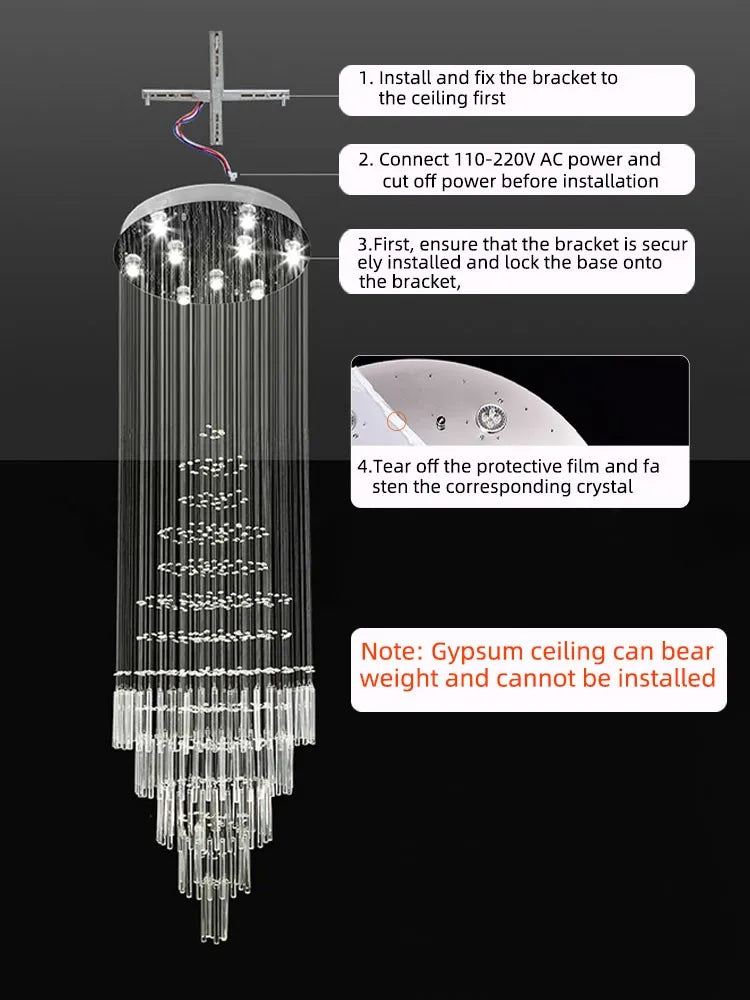 DecorBites™ Crystal Chandelier: Modern Nordic LED Pendant Light for Kitchen Living Room Staircase