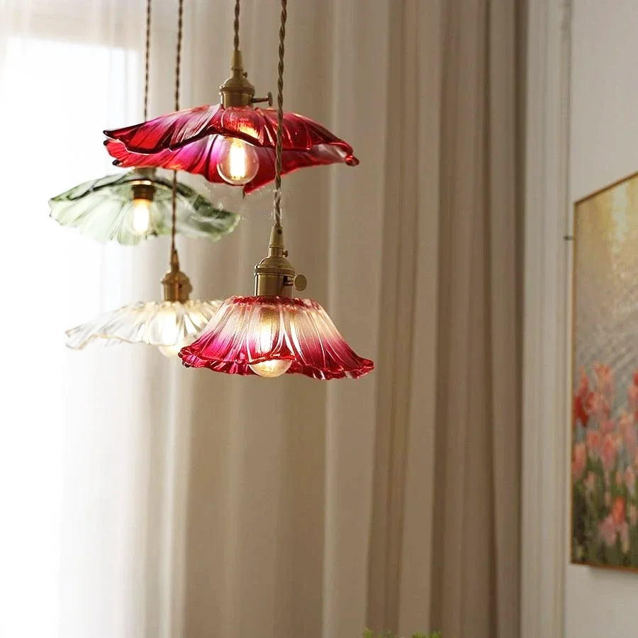 Vintage Flower Glass Pendant Light
