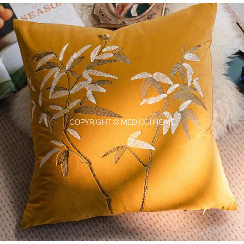 DecorBites™ French Night Velvet Throw Pillow Case with Embroidered Butterflies