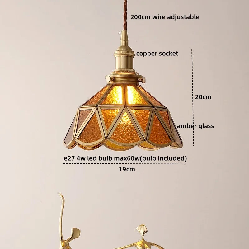 DecorBites™ Glass Copper LED Hanging Light: Nordic Pendant Lamp, Living Room Bedroom Coffee Knob Switch