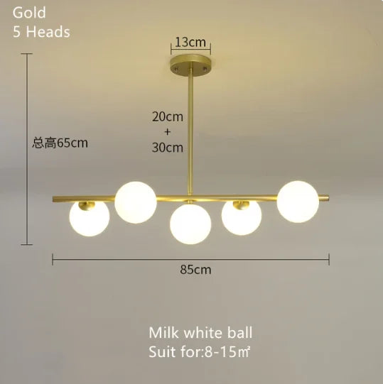 مصباح معلق DecorBites™ الذهبي الكروي الزجاجي LED لإنارة المطابخ وغرف الطعام