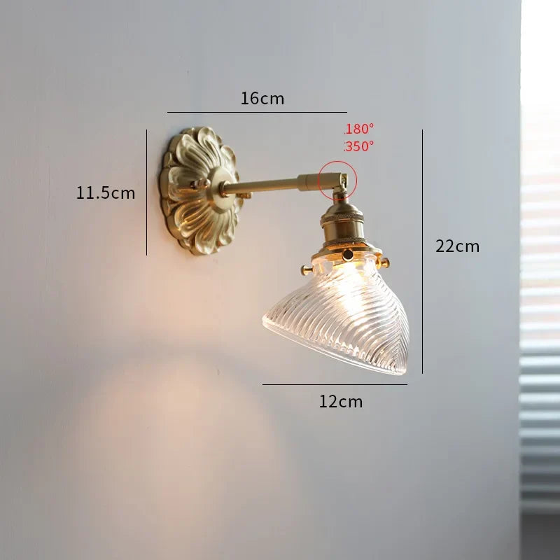 Applique murale LED DecorBites™ en verre vert avec base en cuivre pour chambre et salon