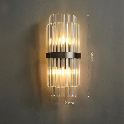 DecorBites™ Art Deco Stainless Steel Crystal LED Wall Sconce Black Gold Bedroom Corridor