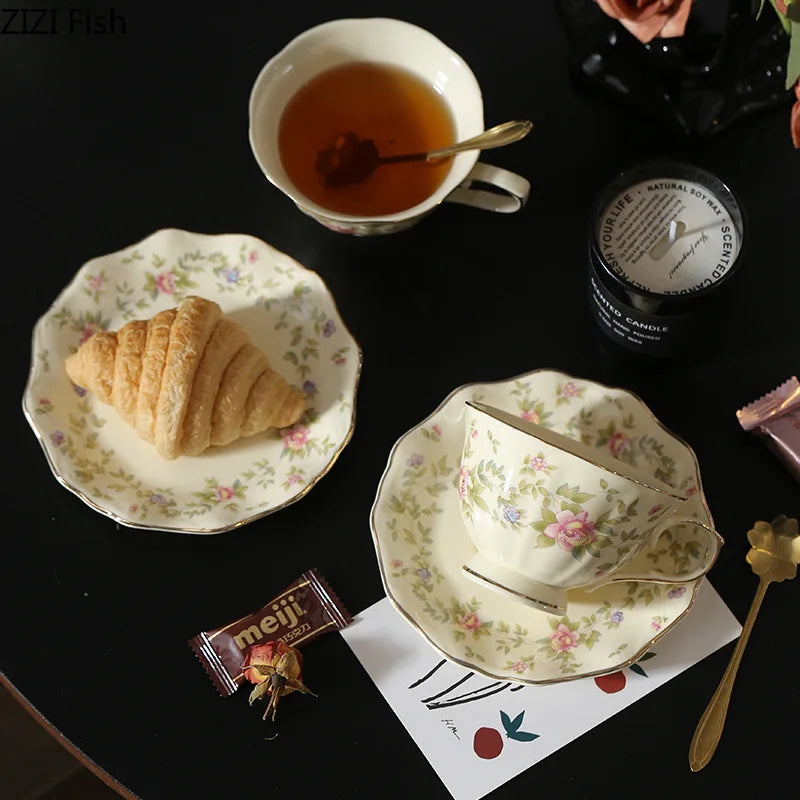 DecorBites™ Gold-plated Classical Ceramic Cup & Saucer Set for Dining Table Coffee Afternoon Tea