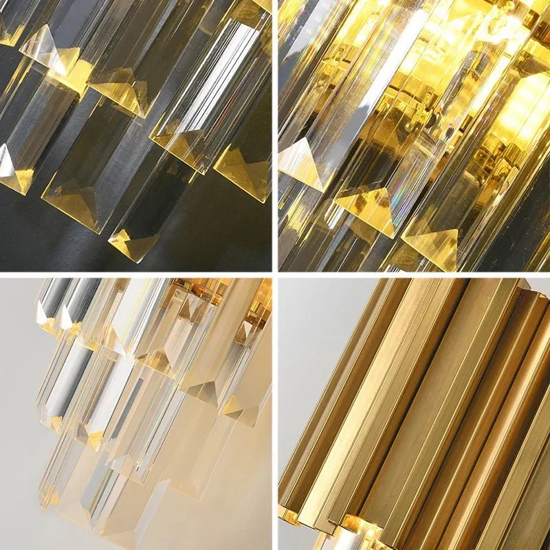 مصباح حائط DecorBites™ الذهبي الكريستالي مع إضاءة LED لتركيبات الإضاءة المنزلية