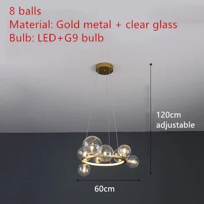 DecorBites™ Clear Glass LED Chandelier: Modern Nordic Hall Parlor Lighting Fixture