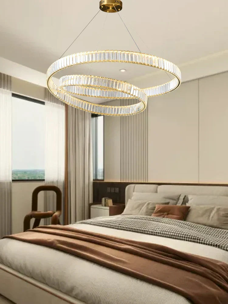 DecorBites™ Crystal LED Pendant Light Chandelier for Bedroom Living Room - Adjustable Ceiling Lamp