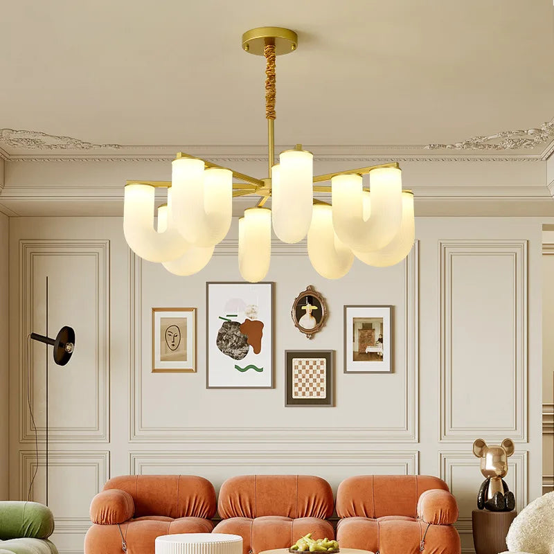 DecorBites™ مصباح أرضي بتصميم U كريمي فرنسي، مصباح LED بتصميم نورديك بسيط لديكور المنزل