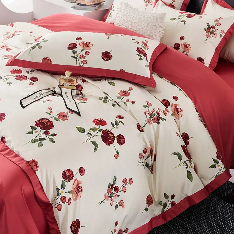 طقم مفروشات أسرة من القطن المصري™ ماركة DecorBites مقاس كوين وكينج ومزدوج، مطبوع