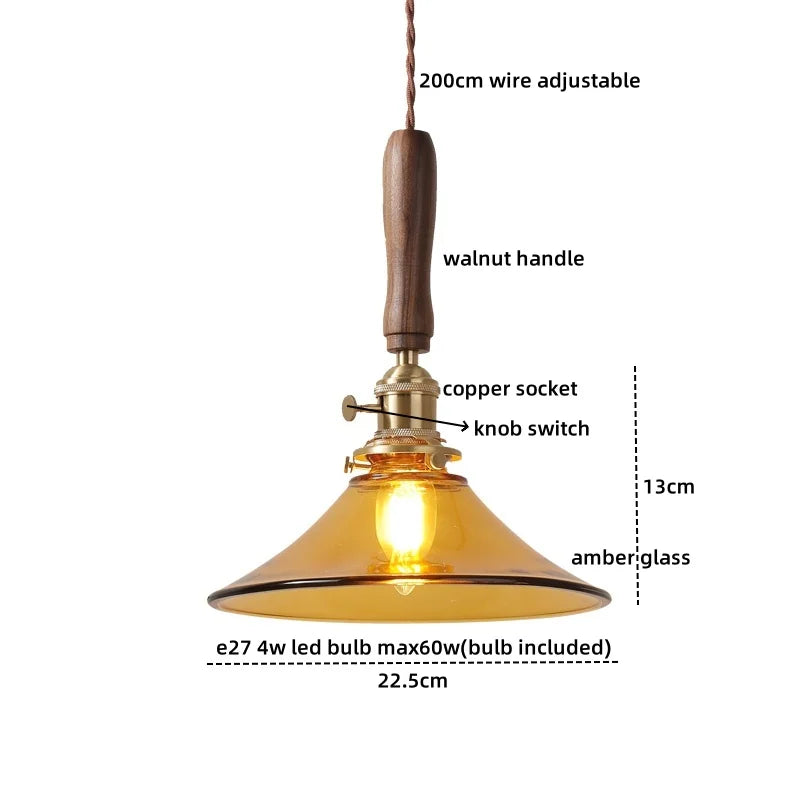 DecorBites™ Copper Walnut LED Pendant Lights, Modern Hanging Lamp for Hallway, Bedroom, Dining Room