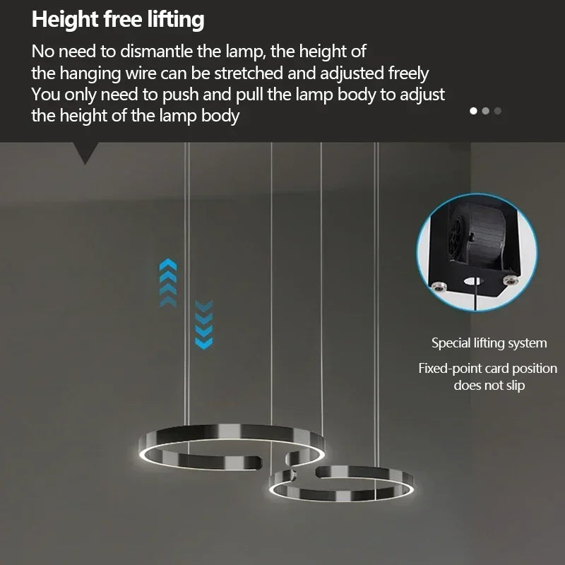 Modern Ring LED Pendant Light in Black or White