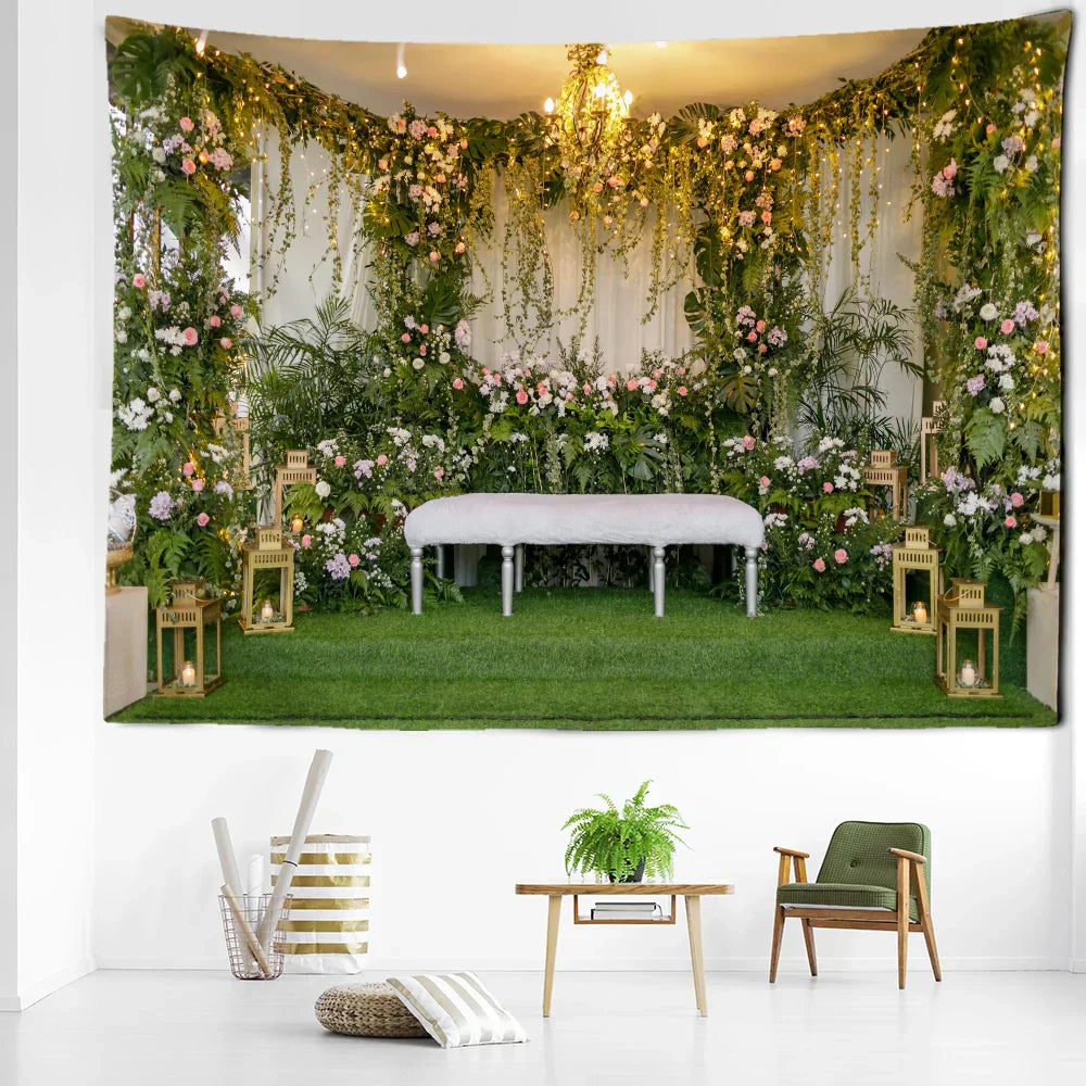 DecorBites™ Garden Landscape Tapestry Wall Hanging Natural Boho Home Decor Scenery Art