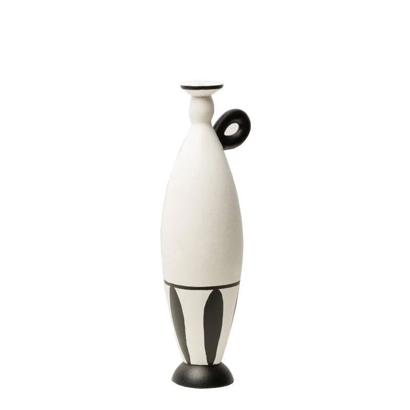 DecorBites™ Geometric Black Lines Resin Vase - Handcrafted Floral Home Decor