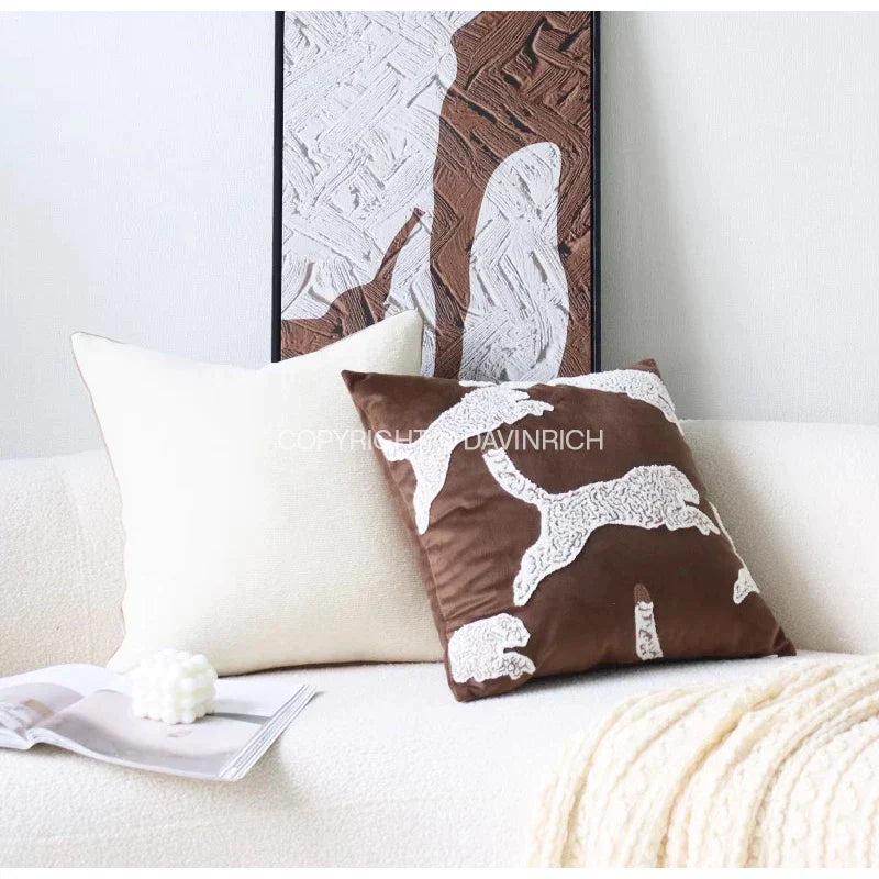DecorBites™ Convex Rings Geometry Jacquard Pillowcase Cappuccino Luxury Cushion Cover