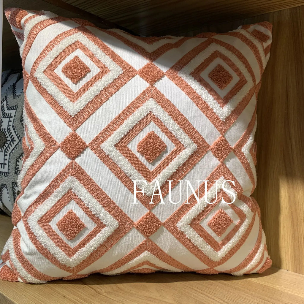 طقم غطاء وسادة قطني بتطريز أوراق الشجر من DecorBites™ - أغطية وسائد للديكور المنزلي 45x45