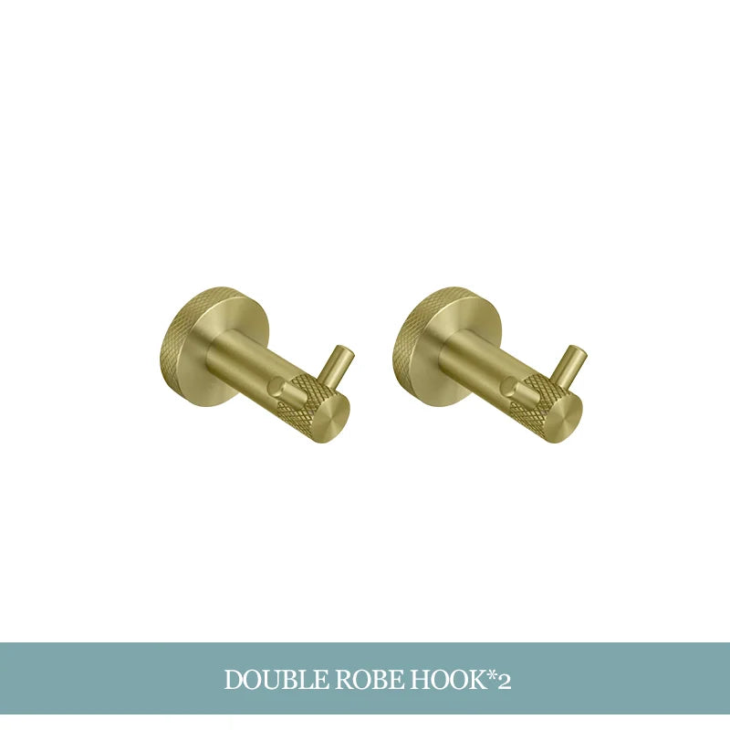 DecorBites™ طقم أدوات ذهبية: حامل منشفة، حامل ورق حمام، علاقة أرواب، علاقة أكواب