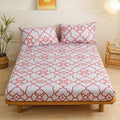 DecorBites™ Green Leaf Flower Fitted Sheet Set with 2 Pillowcases for All Seasons