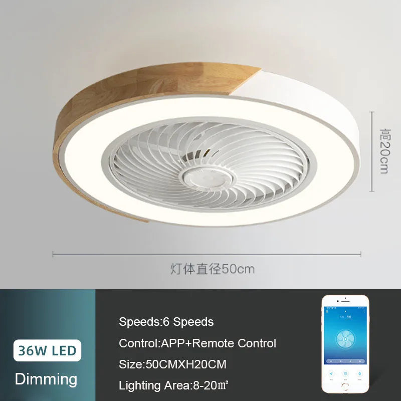 DecorBites™ 52CM Ceiling Fan Light 6 Speeds 36W - Living Room Dining Room Smart Lighting