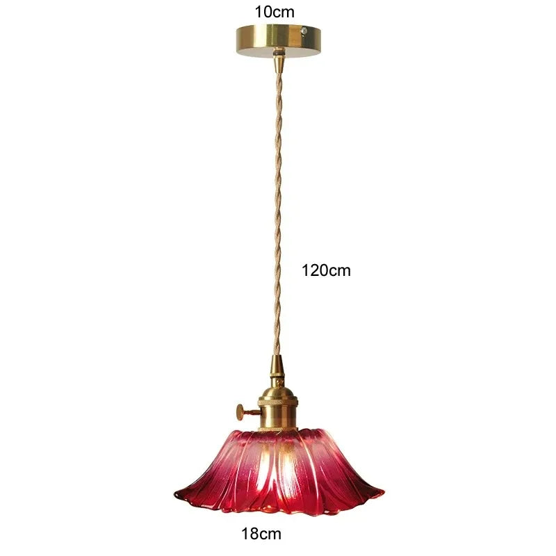 Vintage Flower Glass Pendant Light