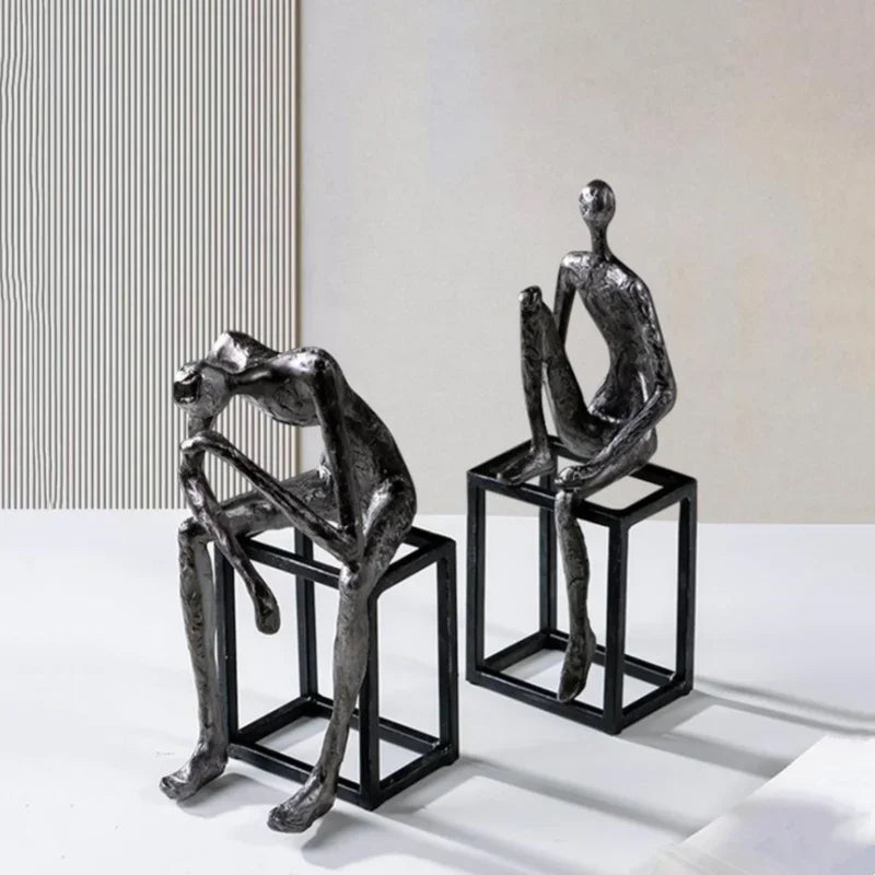 DecorBites™ Abstract Thinkers Sculpture: Decorative Figurines for Home Furnishings